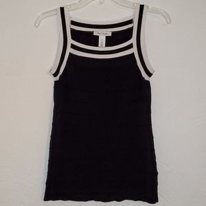 White House Black Market Striped Black and White Tank Top
